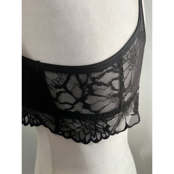 Pink Bralette Women Large Black Lace Racerback - Picture 8 of 10